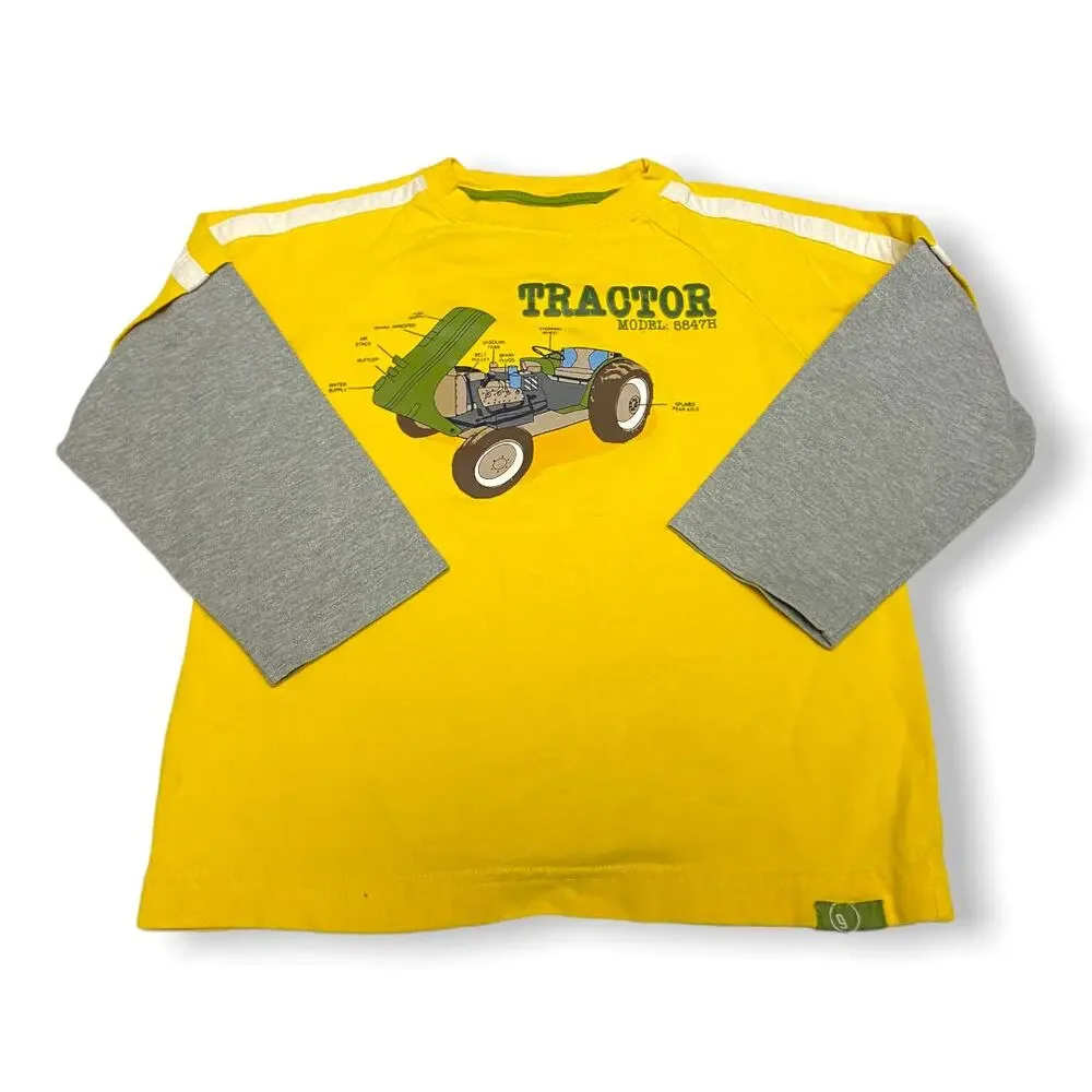 Gymboree Boys Shirt Size 4 Tractor Company Parts Yellow Green Tee Layered‎ Look